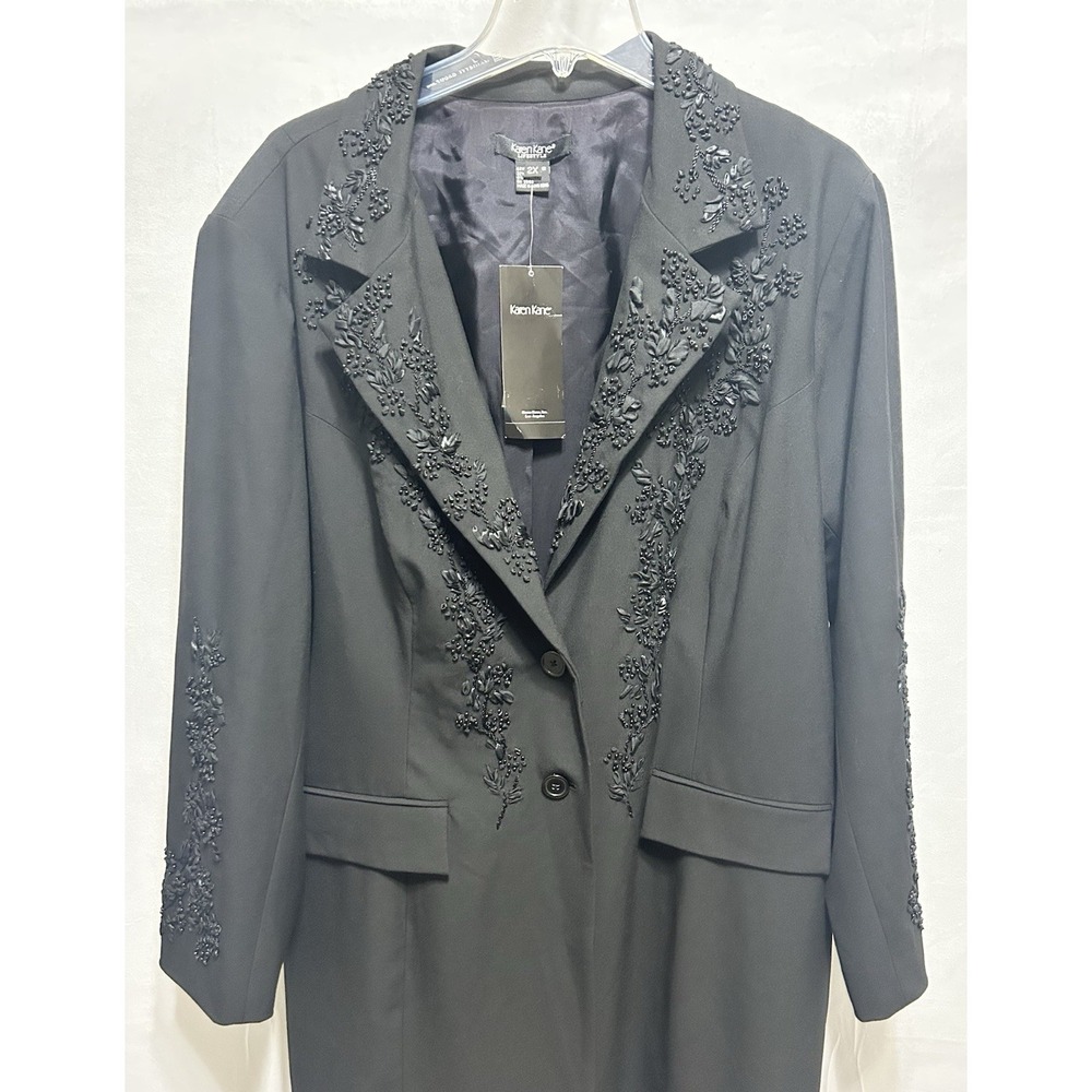 Karen Kane Womens 2X Black Ribbon Woven Floral Stud Decor Holiday Jacket NWT - Picture 13 of 14